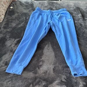 Reebok Men’s Cozy Blue Fleece Joggers with Elastic Waist Drawstring Close Sz LGG
